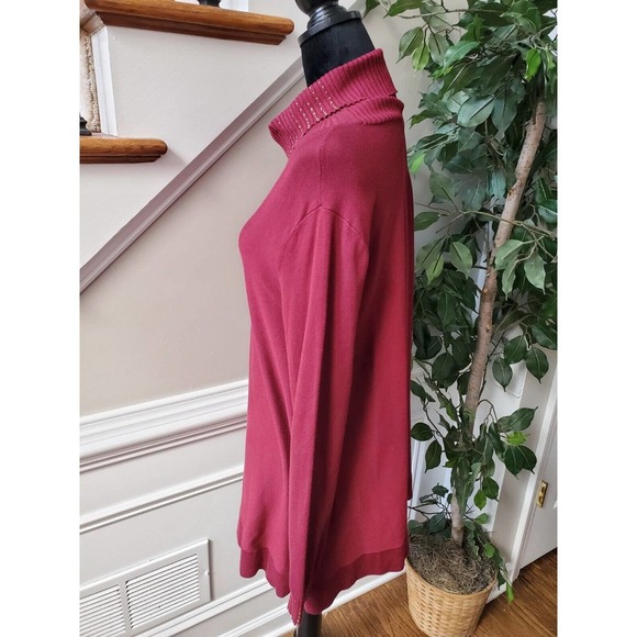 Alfani Women Solid Pink Rayon Long Sleeve Turtle Neck Casual Sweater Size Medium - Picture 7 of 12